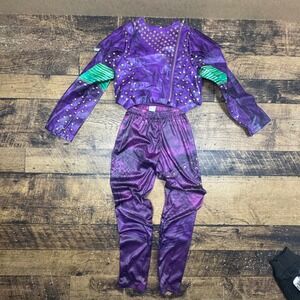 Disney Descendants Mal Costume Jacket Pants Set Girls Size 9 10 Purple Green